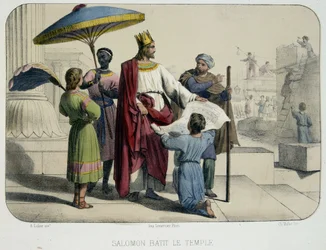 Salomon construisant le temple (le chantier en arrière-plan)