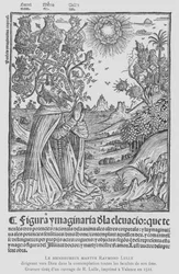 Philosophe espagnol et tertiaire franciscain Ramon Llull en contemplation, dirigeant toutes les facultés de son âme vers Dieu