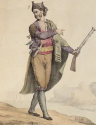 Contrebandier espagnol de la région de Cadix, 1815, gravée par Langlume (19ème siècle)