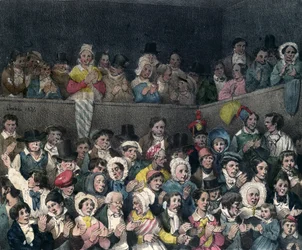 Spectateurs applaudissant au théâtre, gravé par Benard et Frey, 1837