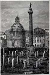 Place et colonne de Trajan (colonne Trajane) (Colonna Traiana) et basilique Ulpienne (voyage de Francis Wey en 1864-1868) - dans «Tour du Monde» 2e semaine 1869