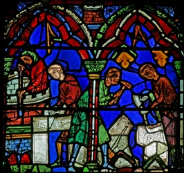Verrière de saint Chéron : donateurs - maçons (w15)
