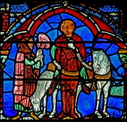 Vitrail de Saint Chéron : chasse au faucon ?
