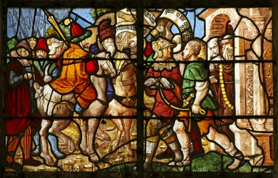 Saint Julien de Brioude arrêté devant un monastère
