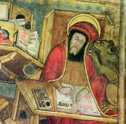 Saint Marc écrivant son évangile (détail)