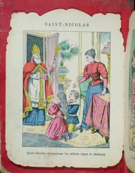 Saint Nicolas visitant les enfants sages et diligents, vers 1880