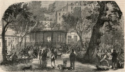 Timbre du Cheval Blanc à Paris au XIXe siècle - Gravure dans « Tableau-de-Paris » par Edmond Texier 1852