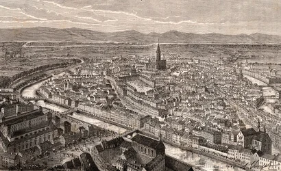 Strasbourg - Bas-Rhin, en Alsace - gravure dans 