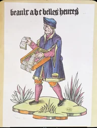 Marchand ambulant vendant des abécédaires et des livres, de Cris de Paris, vers 1515