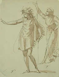 Étude de deux figures drapées de manière classique, vers 1790