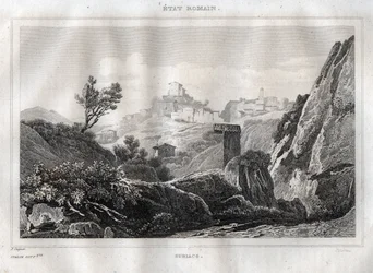 Subiaco Lazio dans la ville métropolitaine de Rome - Gravure de "L
