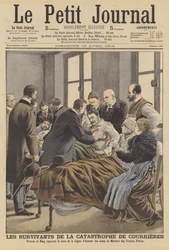 Survivants de la catastrophe de la mine de Courrieres (lithographie couleur)