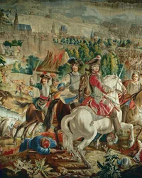 Tapisserie représentant Charles, duc de Lorraine pendant la ... (laine et soie)