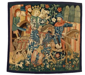 Tapisserie avec La Reine de France et le Maréchal Déloyal, illustrant le poème moyen haut allemand 