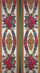 Textile avec des guirlandes de marguerites et des bouquets de roses, Cousin et Bony, Bissardon, Lyon, 1811