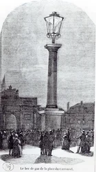 Le premier réverbère à gaz à Paris, Place du Carrousel en 1818