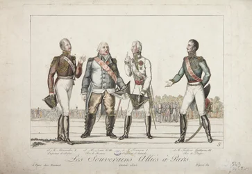 Les Souverains Alliés à Paris, 1815, Alexandre Ier, Empereur de Russie, Louis XVIII, Roi de France, François Ier, Empereur d