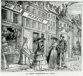 Le magasin Bon Marché dans la rue du Bac, Paris en 1847