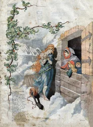La Cigale et la Fourmi. Fables de Jean de La Fontaine (1621-95). Illustration de Michelet SC. fin du XIXe siècle.