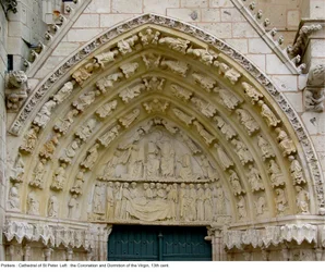 Le Couronnement et la Dormition de la Vierge, du tympan gauche de la façade occidentale