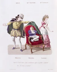 Le Comte découvre Chérubin, Acte I Scène 9 de Le Mariage de Figaro par Pierre Augustin Caron de Beaumarchais (1732-99)
