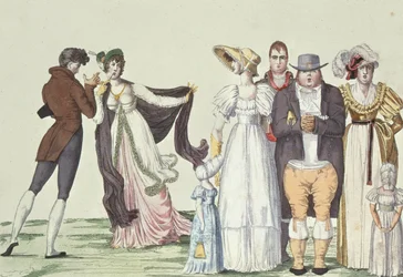 La famille anglaise à Paris, illustration de Le Suprême Bon Ton, c.1815
