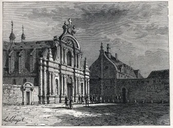 Le couvent des Feuillants, lieu de réunion du Club des Feuillants, une organisation politique royaliste pendant la Révolution française. Gravure de 1889. Collection privée