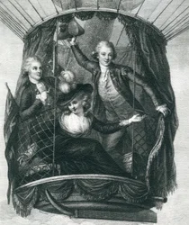 La première ascension en ballon en Angleterre, 15 septembre 1784, de Merveilleuses ascensions en ballon ou la conquête des cieux, par Fulgence Marion, publié vers 1870