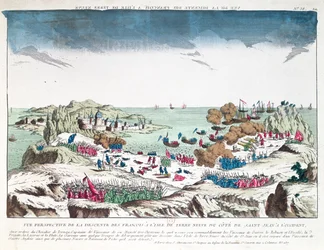 Le raid français sur St. John à Terre-Neuve le 2 juin 1762 sous le commandement du Chevalier du Ternay, fin XVIIIe siècle