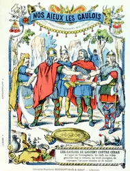 Les chefs gaulois ligués contre Jules César (100-44 av. J.-C.), menés par Vercingétorix (mort en 46 av. J.-C.), tirés d