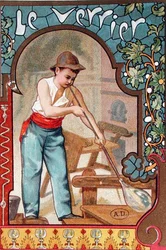 Le souffleur de verre, vers 1899 (lithographie en couleur)