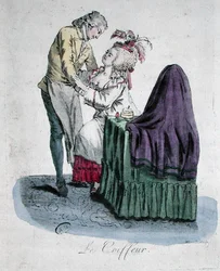 Le coiffeur et une dame de mode