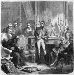 Les Jésuites à la cour de Charles X (1757-1836) roi de France. Gravure dans « Histoire des Papes-Rois-Reines et Empereurs à travers les siècles » par Maurice Lachatre
