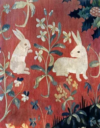 La Dame à la licorne : "Le Goût", détail de deux lapins