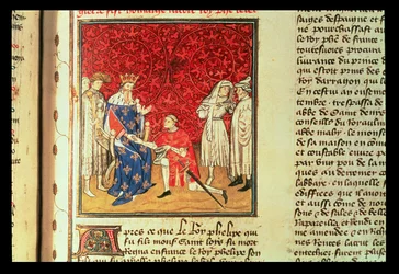 Le prince de Galles (Henri V 1387-1422) rend hommage au roi Charles VI (1368-1422)