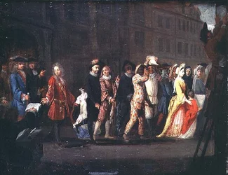 Le retour des comédiens après la suppression de la Comédie Italienne, 1697