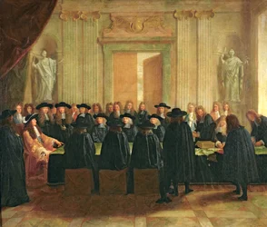 Le Sceau tenu par Louis XIV (1638-1715) devant les membres du Conseil d