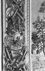 Tapisserie des Saisons, bordure, instruments de musique, vers 1670, Manufacture des Gobelins (détail)