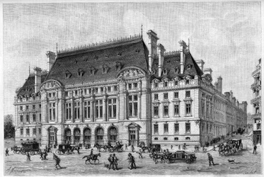 La Sorbonne rénovée en 1887, depuis la rue des Écoles.