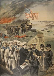 La guerre hispano-américaine : débarquement à Guantanamo, illustration du Petit Journal : Supplément illustré, 1898