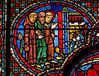 Saint Lubin : il arrive à une église avec deux moines