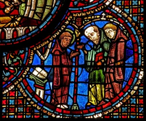 Saint Lubin : ses méditations sont interrompues par deux moines