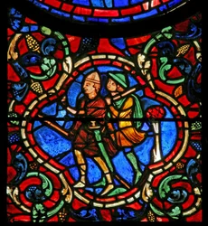 Le vitrail de Saint Martin : deux brigands