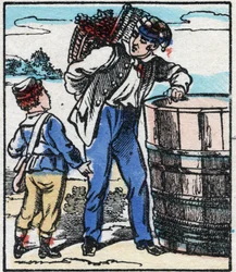 Le Vigneron. Gravure dans « La chanson des métiers ». Imagerie d