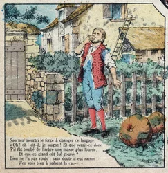 Le gland et la citrouille. Fables de Jean de La Fontaine (1621-95). Imagerie d