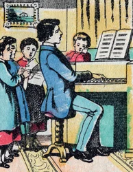 Les activités des filles de bonnes familles : apprentissage de la musique - Image d