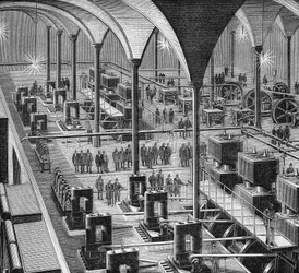 La centrale électrique des Halles de Paris. Dans "Album de la Science", Éditions Jouvet