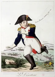Le déserteur : braves français, continuez pour moi - dans «Napoléon I», caricatures, collection factice, c. 1814-1815.