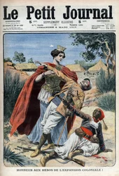 Les héros du colonialisme (en Afrique du Nord) sont honorés - gravure allégorique « Le Petit Journal », 6 mars 1910 (gravure)