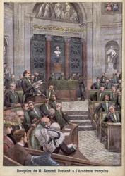 Le poète et dramaturge Edmond Rostand reçu à l